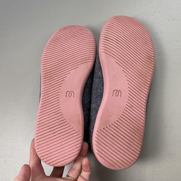 Mahabis Curve Slippers Womens 8.5-9 / 40 Gray Pink Wool House Shoe Shearling - Picture 11 of 12